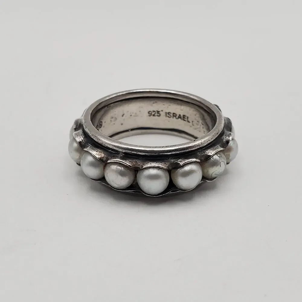 Silpada Designs Sterling Silver Nested Pearls Ring Scalloped Bezel R2209 Size 7 - Picture 3 of 10